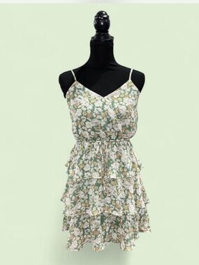 Trixxi Green Floral Tiered Romper